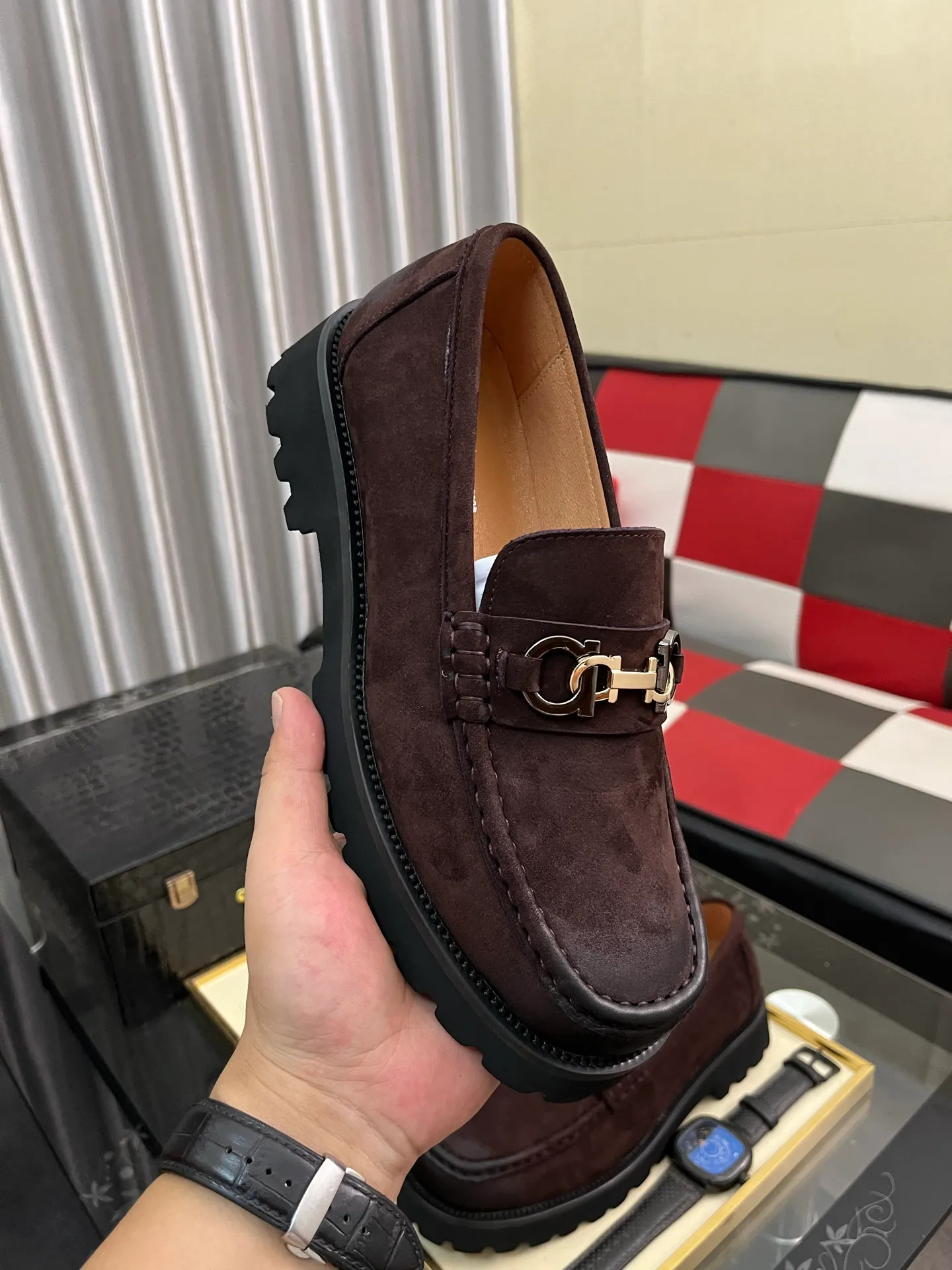 Men's shoes 💰500⌚️⌚️[Salvatore Ferragamo] Ferragamo business leather shoes, 1:1 top purchasing quality, imported selected original open-edge beaded calfskin for the uppers, imported original water-dyed cowhide for the inner feet, imported original customized Italian handmade lightweight foam outsole, size: 38-44 2️⃣colors available